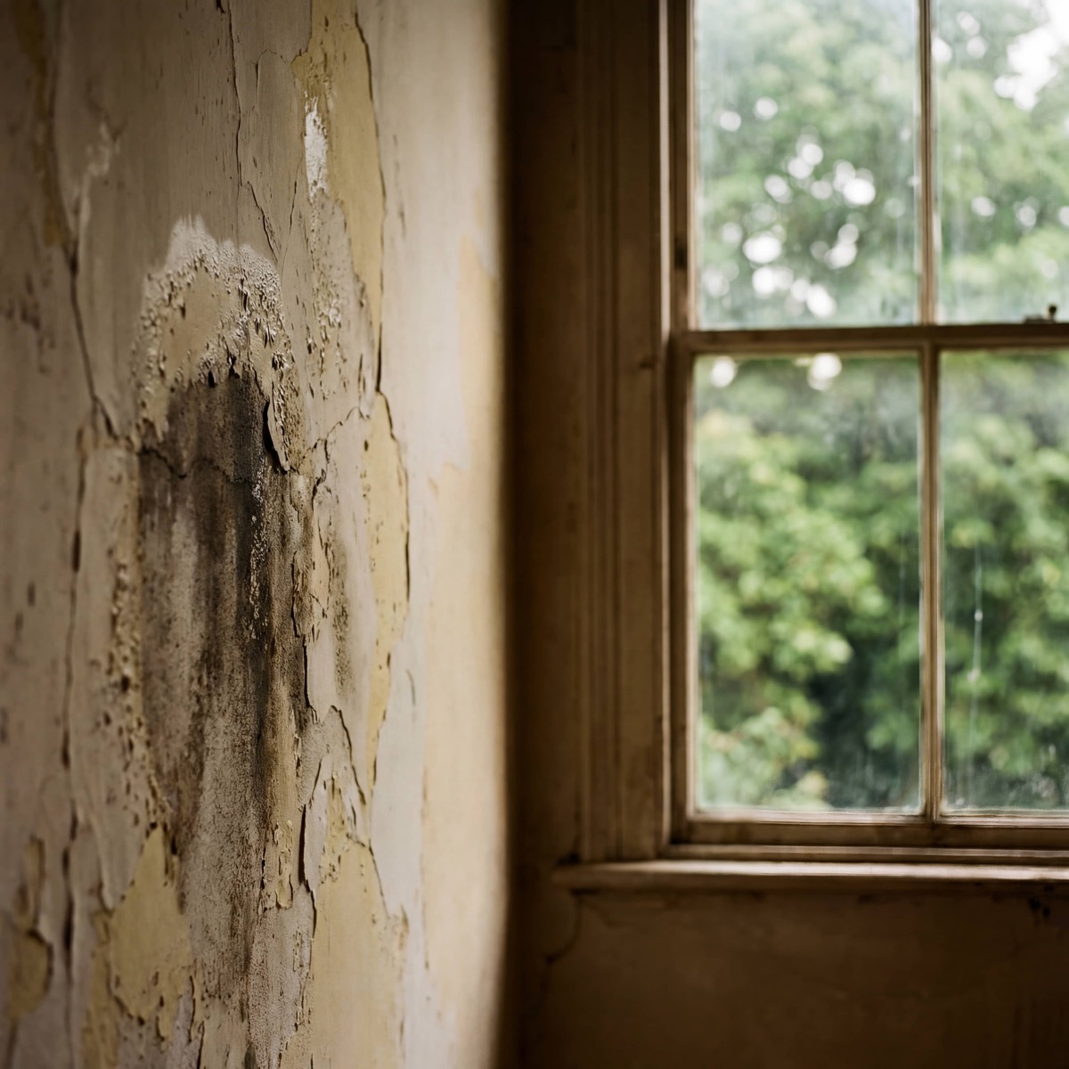 Damp and peeling paint in a Richmond period property