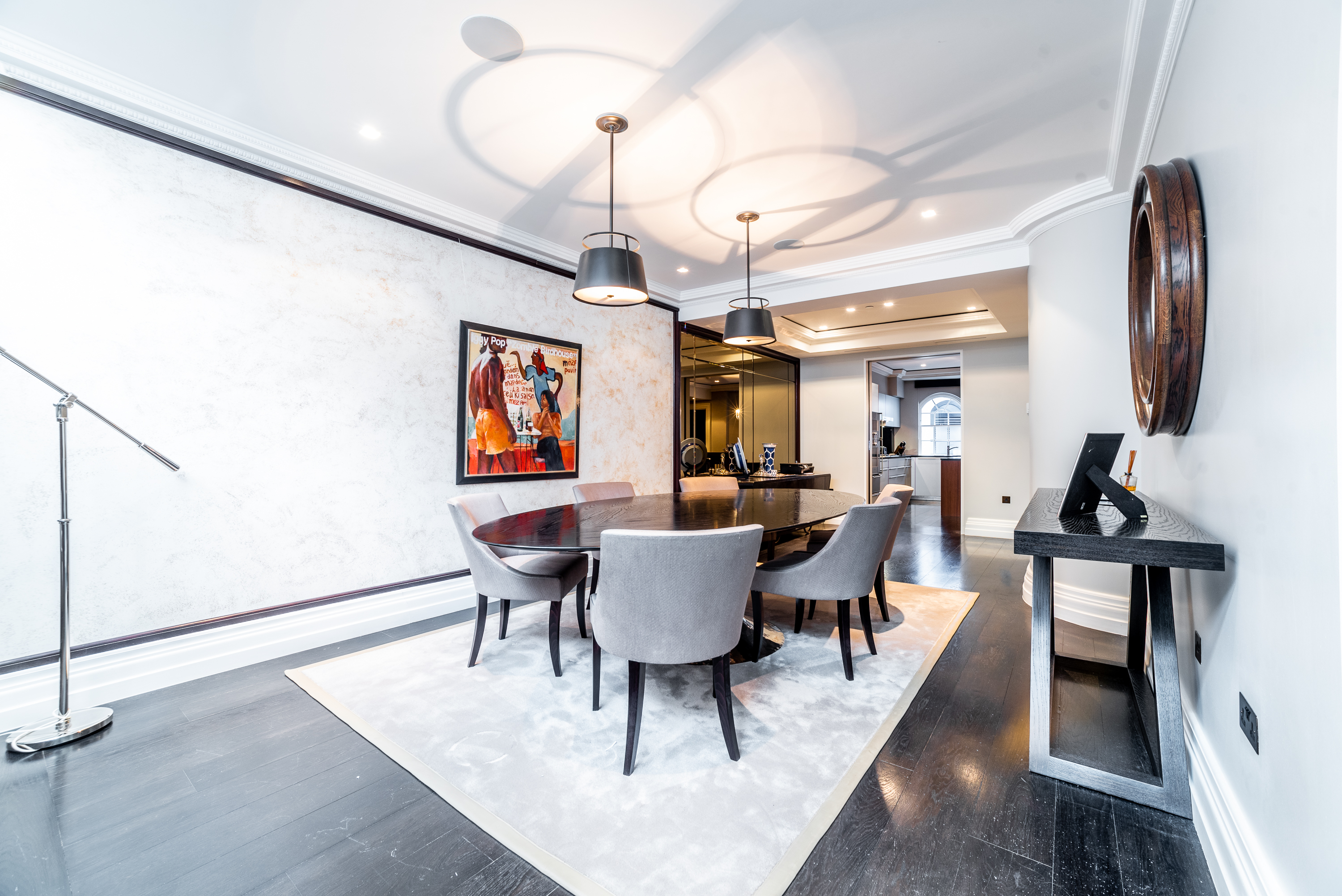Dining room with contemporary art